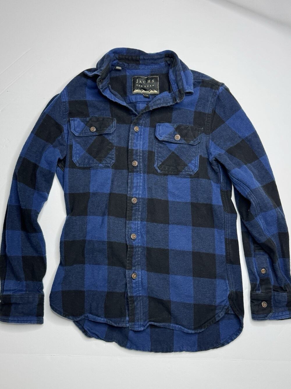 JACHS New York Men’s Small Blue Black Buffalo Plaid Cotton Flannel Shirt